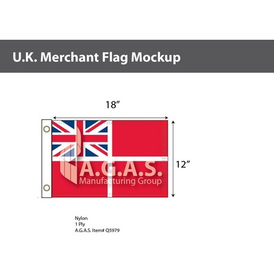 U.K. Merchant Deluxe Flags 12x18 inch