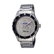 Selco Geneve Men's Canvas Medallion Silver Watch