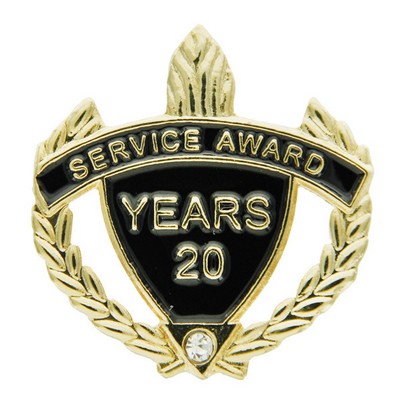 1¼" 20 Years of Service Award Lapel Pin w/Rhinestone