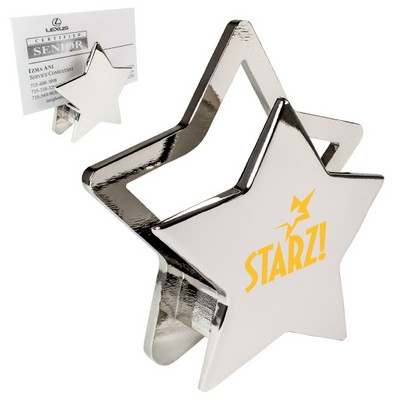 Chrome Metal Star Memo & Card Holder