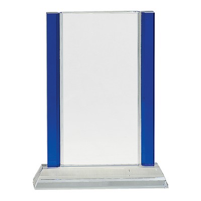 8 1/2" Blue 2-Edge Crystal on Clear Base