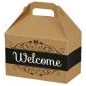 Welcome Kraft Stripes Themed Gable Gift Basket Box (8½"x5"x5½")