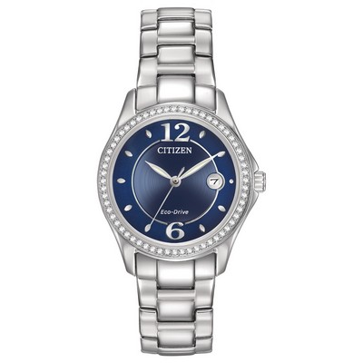 Citizen® Ladies' Eco-Drive Silver-Tone Watch w/Cobalt Blue Dial