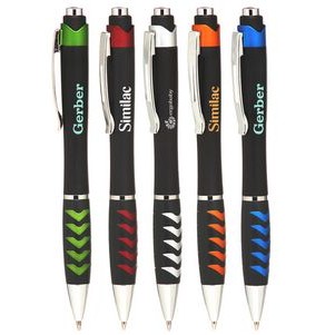 Union Printed - Ebony - Click Ballpoint Pens Designed Rubber Grip - 1-Color Logo