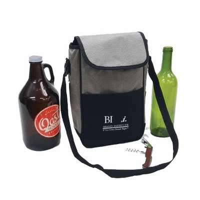 2-Bottle Wine/Growler Cooler w/Corkscrew