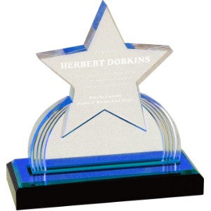 Starburst Acrylic Award, Blue, 6 1/4"H