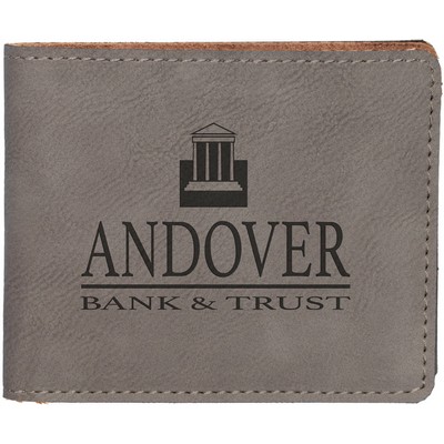 Leatherette Bifold Wallet - Gray