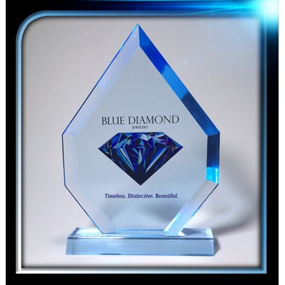 Executive Series Blue Teardrop Jewel Award w/Base (7"x9 1/4"x3/4")