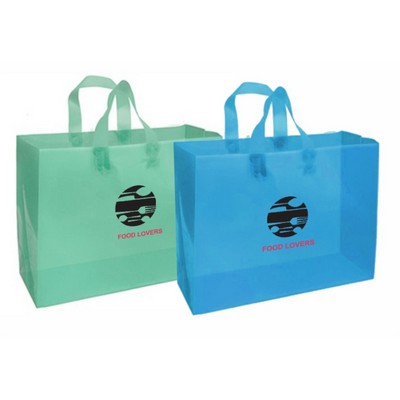 Colored Frosted Plastic Soft Loop Shopping Bag - 2C1S (16"x6"x12.5")