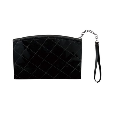 Arched Patent Leather Quilted Wristlet