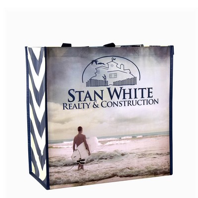 Custom Full-Color Laminated Woven Promotional Tote Bag15.5"x15.5"x8"