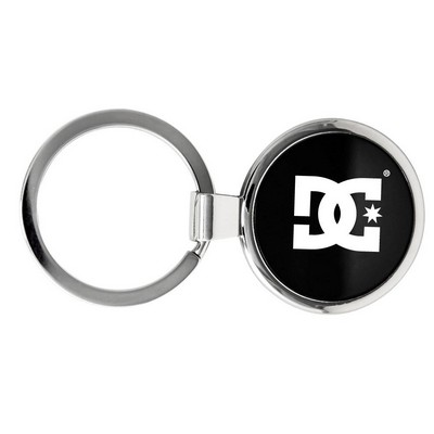 Black Round Metal Keychain