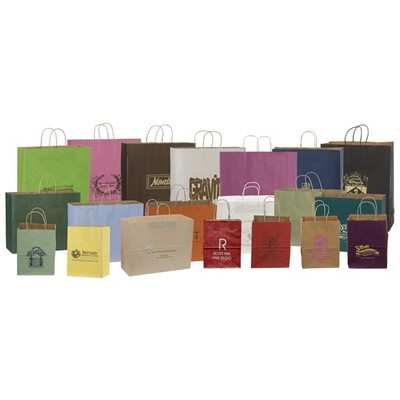 Tinted Natural Kraft Paper Gem Shopping Bag w/Varnish Stripe (5¼"x3¼"x8.375")