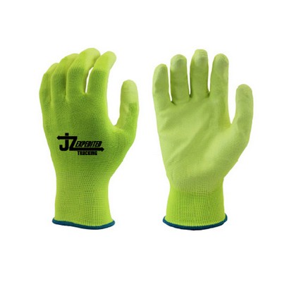 Hi-Viz yellow polyurethane coated glove