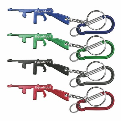 Rifle Shape Bottle Opener Key Chain & Carabiner