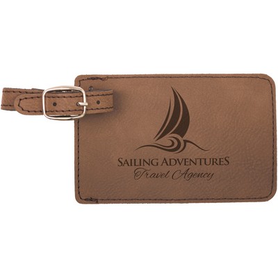 Dark Brown Leatherette Luggage Tag