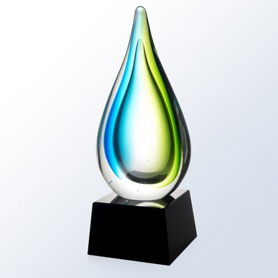 Tropic Drop Art Glass Award 9"H