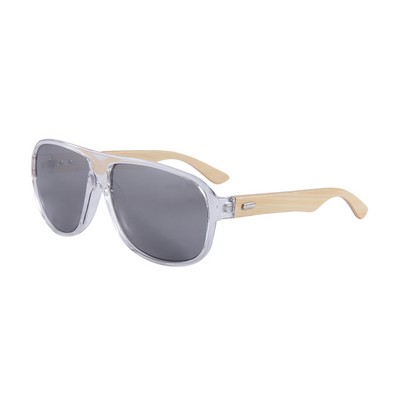 Bamboo Sunglasses - Silver Mirror Lenses - Transparent Frames