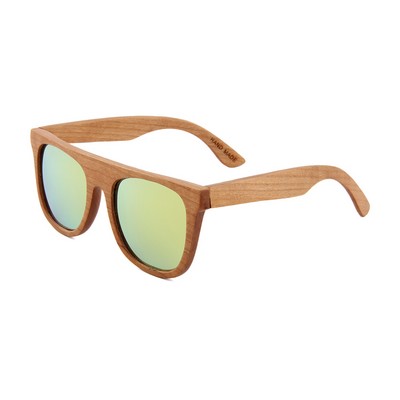 Beech Wood Sunglasses - Gold Mirror Polarized Lenses - Beech Wood Frames