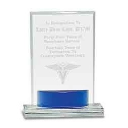 Blue Crystal Rectangle Award, 7 3/4"H