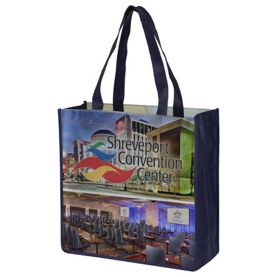 13"W x 13"H x 5"Gusset - "COLUMBUS" Full Color Import Air Ship Grocery Shopping Tote Bags (Overseas)