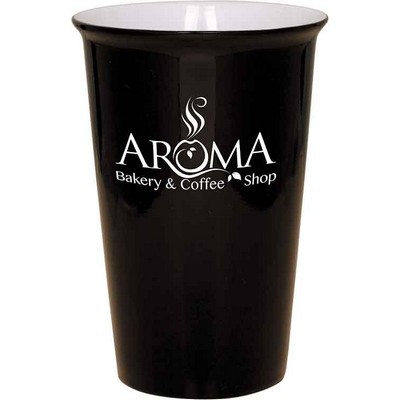 14 Oz. Black Ceramic Latte Cup, Engraved