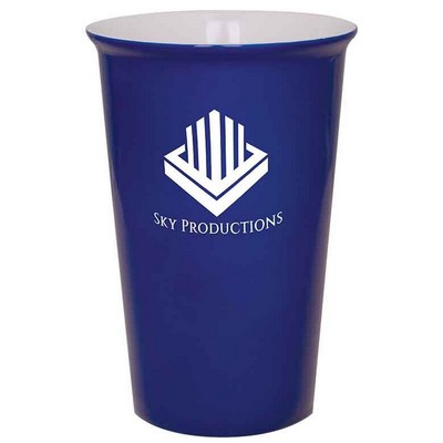 14 Oz. Blue Ceramic Latte Cup, Engraved