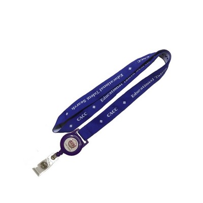 3/4" Wide Woven Lanyard w/Sewn In Badge Reel Set