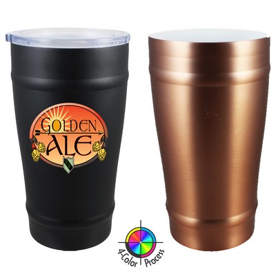 16 Oz. Brushed Stainless Double Wall Boss Vacuum Tumbler with Lid (4 Color Process)