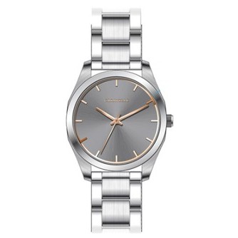 Caravelle Ladies Silver Bracelet with Gray Dial and Rose Gold Details