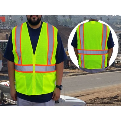 3C Products ANSI Class 2 Green Vest w/Pockets