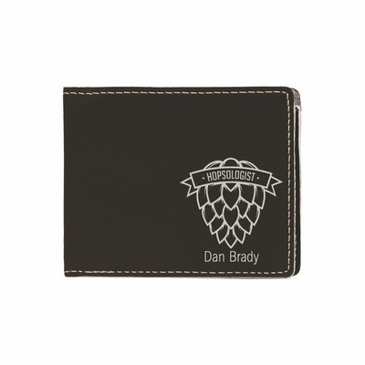 Black/Silver Leatherette Bifold Wallet