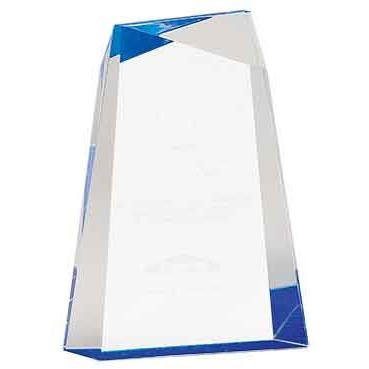 Blue Acrylic Facet Wedge Award, 7"H