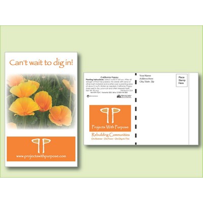 California Poppy Flower Seed Packet - Postcard Mailer Size (4" x 6.5")