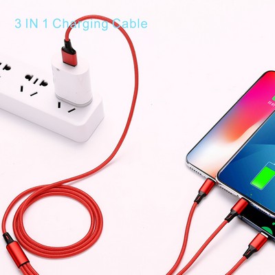 SCB13 3 in 1 Nylon Braided Multiple USB Fast Charging cable