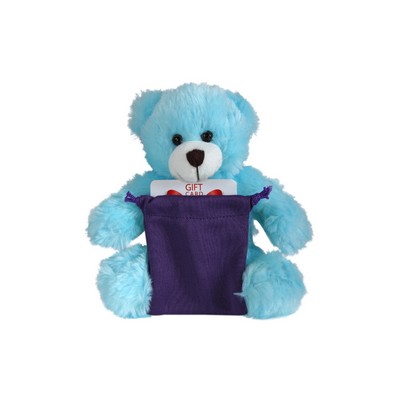 soft plush Blue Bear with gift card sack