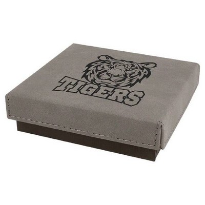 Engraved Faux Leather Gift Box, Gray, 4"(L) x 4"(W) x 1 1/16"(H)