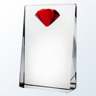 Red Diamond Wedge Optic Crystal Award - Large