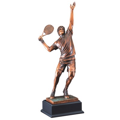 19" Electroplated Bronze Male Tennis Player Trophy