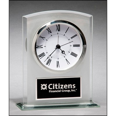 Glass Clock with Frosted Front and Polished Accents