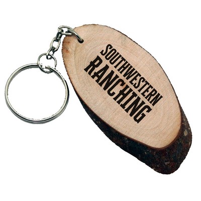 Oval Wood Keychain