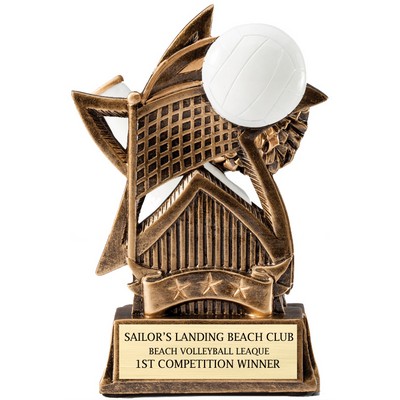 6" Volleyball Sweeping Star Resin Trophy