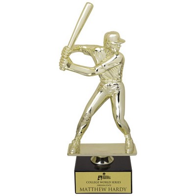 9½" Male Baseball Figure Trophy w/Black Marble Base