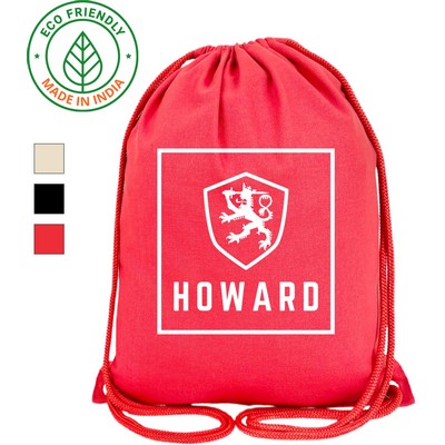 7 oz Cotton Canvas Drawstring Bag Red - Eco Friendly Sports & Gym Backpack 17 x 14