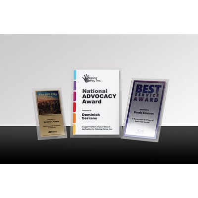 EASY: Acrylic & Metal Desk Award w/Clear Acrylic Panel