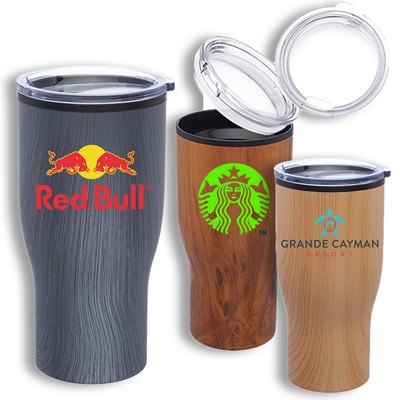 28 oz Stainless Steel Tumbler w/ Wooden Design & EVA Pad