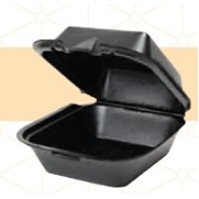 Clamshell Black Foam Food Container (6"x6")