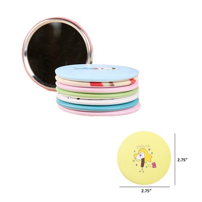 Compact Round Pocket Mirror Button