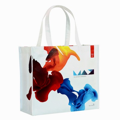 Full-Color Printed 145g Laminated RPET (recycled from plastic bottles) Tradeshow Bag 15"x13"x6"