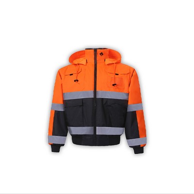 High Viz Orange/Black Reversible Bomber Jacket - Bulk Order